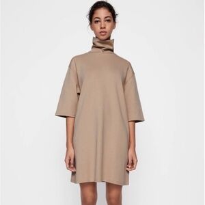 Zara Beige turtl neck tshirt dress
